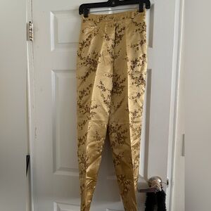 💛 RENATO NUCCI- Vintage Floral Gold Satin Pants Made in France